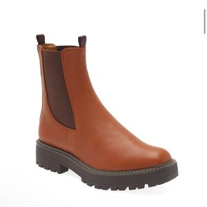 Sam Edelman Tan Leather Chelsea Ankle Boots with Dark Brown Elastic